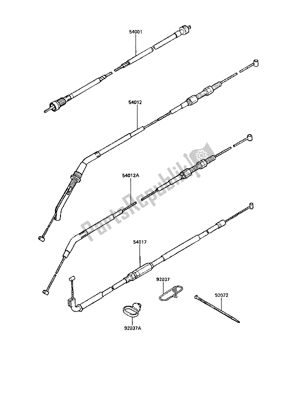 All parts for the Cables of the Kawasaki 1000 GTR 1987