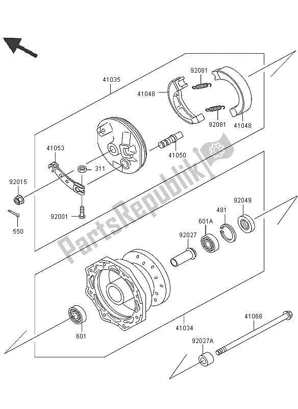 Todas las partes para Buje Delantero de Kawasaki KLX 110 2005