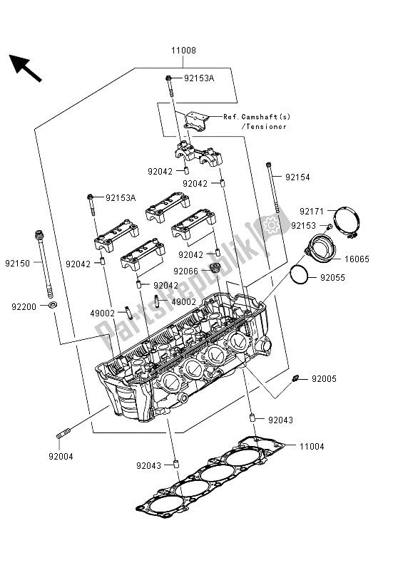 All parts for the Cylinder Head of the Kawasaki Z 1000 SX 2013