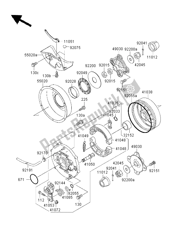 All parts for the Rear Hub of the Kawasaki KVF 400 4X4 2000