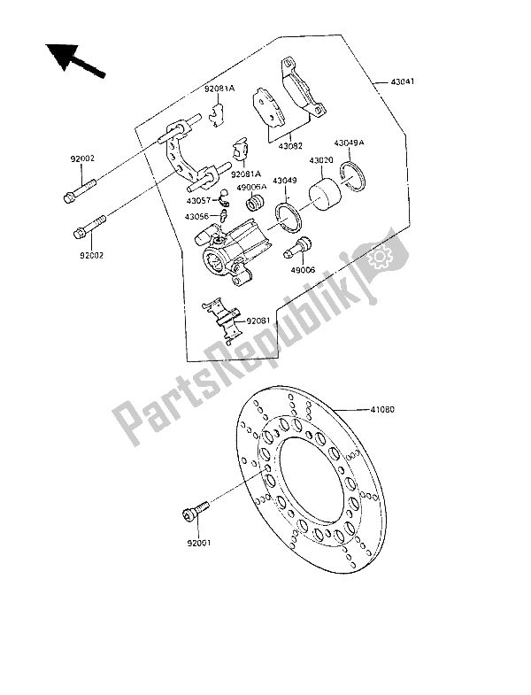 Tutte le parti per il Freno Anteriore del Kawasaki LTD 450 1988 Tutte le parti per il Freno Anteriore del Kawasaki LTD 450 1988