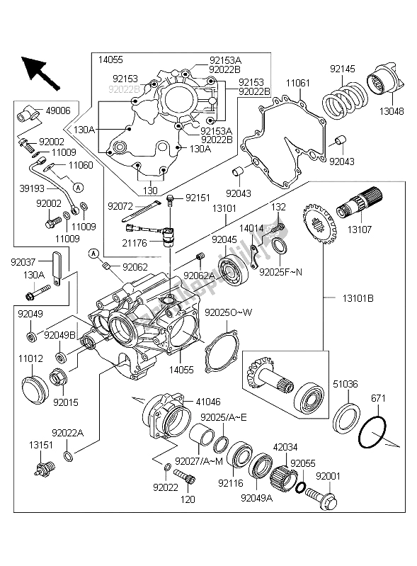 Alle onderdelen voor de Kegeltandwiel Vooraan van de Kawasaki VN 1600 Classic 2004