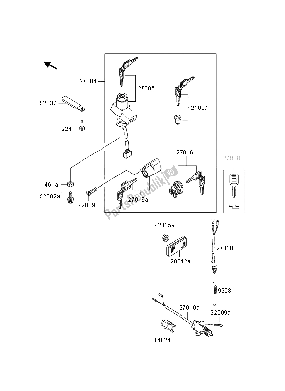 All parts for the Ignition Switch of the Kawasaki KLE 500 1997