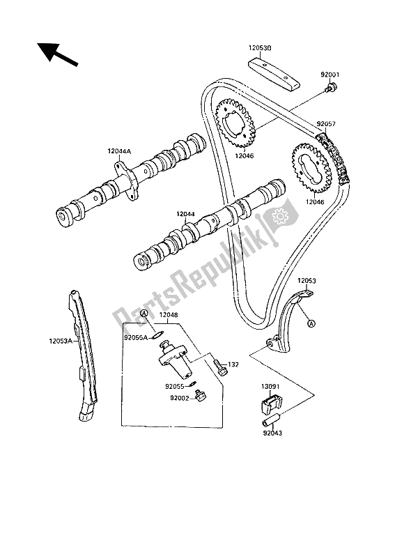 Tutte le parti per il Albero A Camme (s) E Tenditore del Kawasaki GPX 750R 1987