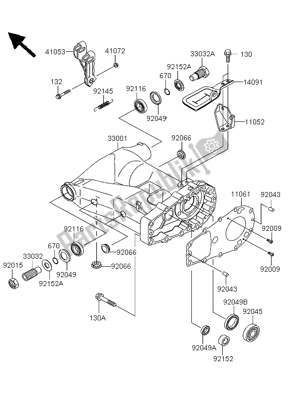 Tutte le parti per il Forcellone del Kawasaki KFX 700 2004