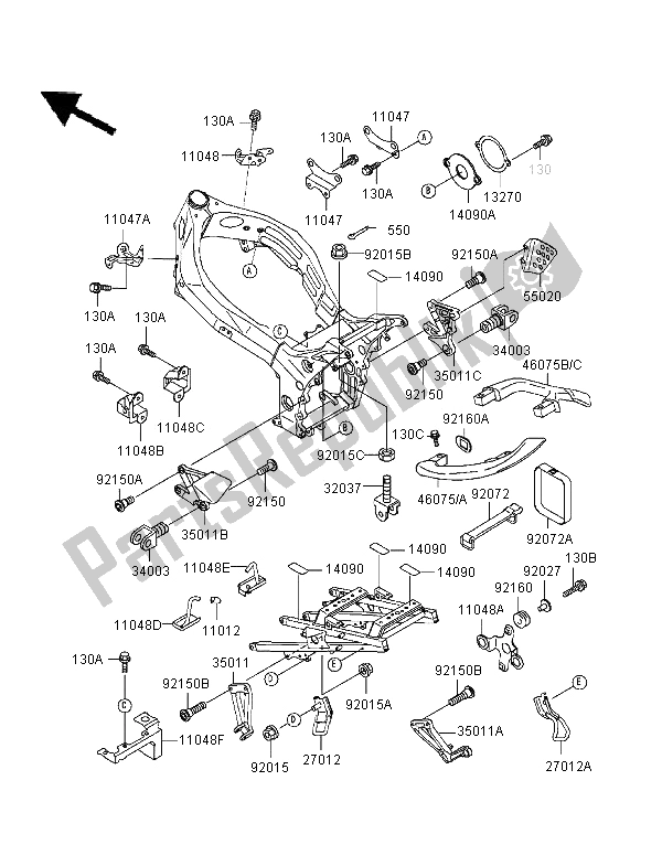 Tutte le parti per il Custodia Della Batteria del Kawasaki Ninja ZX 9R 900 1996