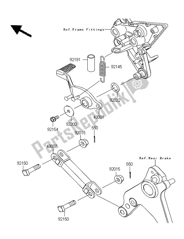 All parts for the Brake Pedal of the Kawasaki Z 1000 SX 2011