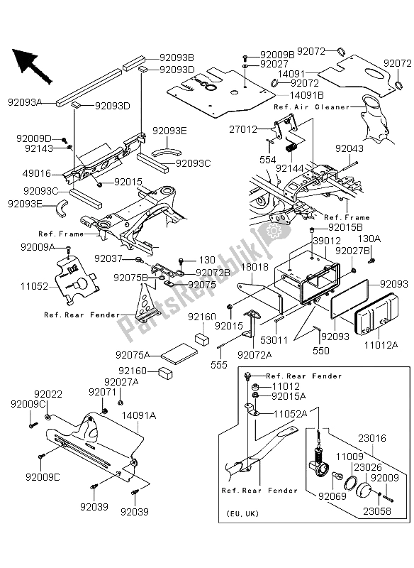 All parts for the Frame Fittings of the Kawasaki KVF 360 4X4 2003