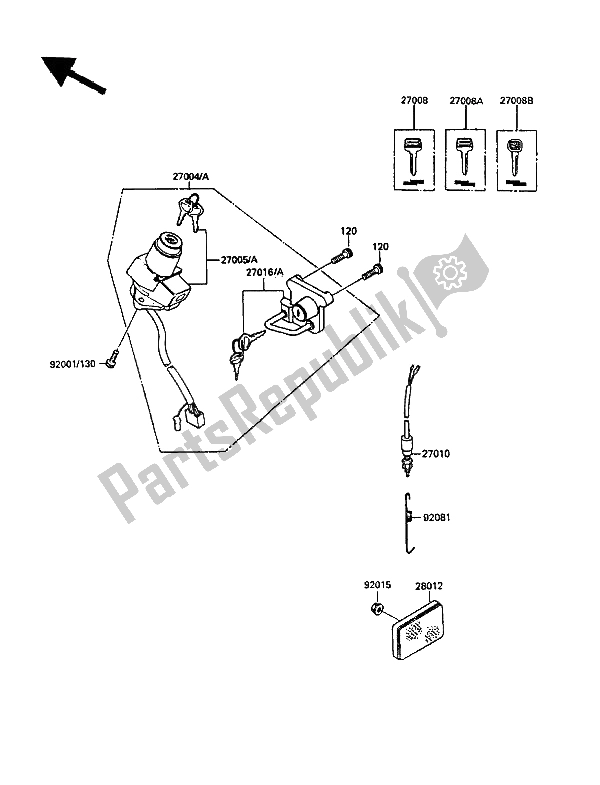 Tutte le parti per il Interruttore Di Accensione del Kawasaki KLR 250 1987