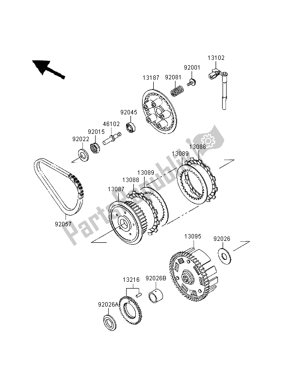 All parts for the Clutch of the Kawasaki GPZ 500S 1998