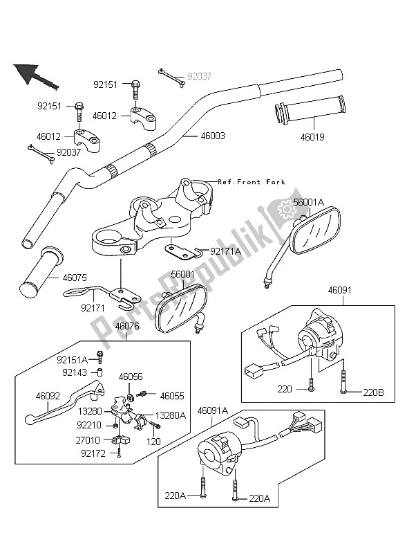 Alle onderdelen voor de Stuur van de Kawasaki W 650 2005