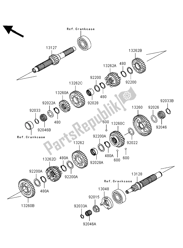 Toutes les pièces pour le Transmission du Kawasaki VN 1500 Mean Streak 2002