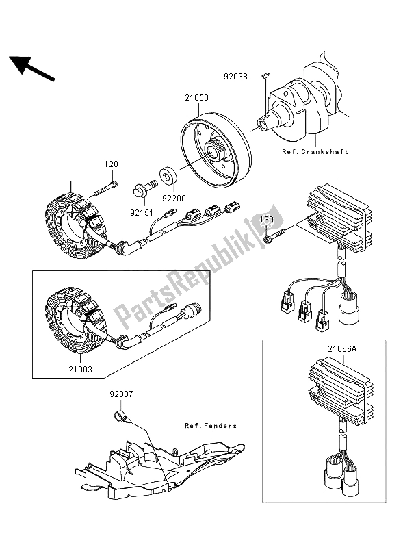 Alle onderdelen voor de Generator van de Kawasaki Ninja ZX 12R 1200 2002