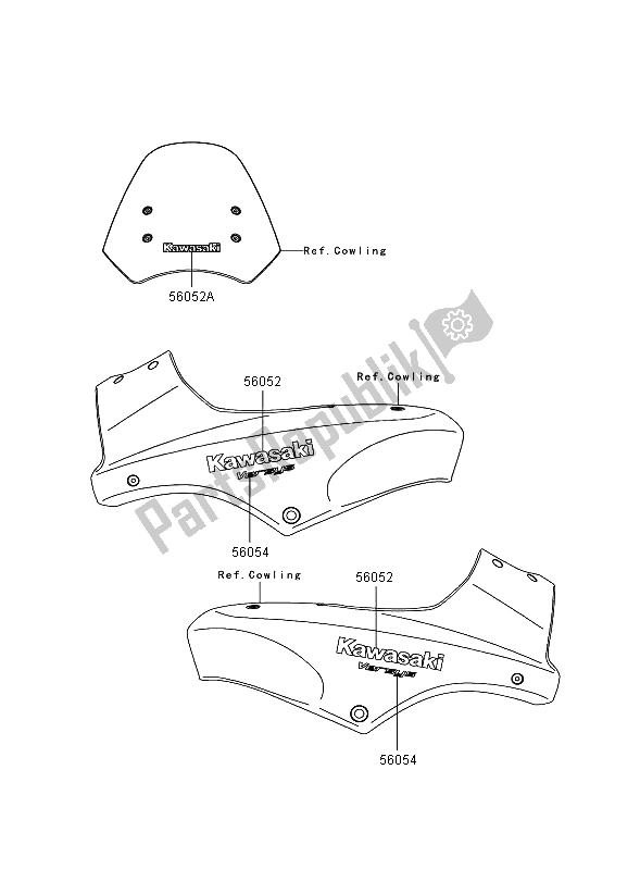 Tutte le parti per il Decalcomanie (verde) del Kawasaki Versys 650 2008