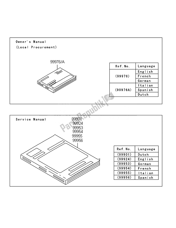 All parts for the Manual of the Kawasaki KLX 250 2014