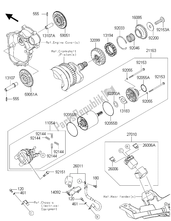 Alle onderdelen voor de Startmotor van de Kawasaki Ninja ZX 6R ABS 600 2015