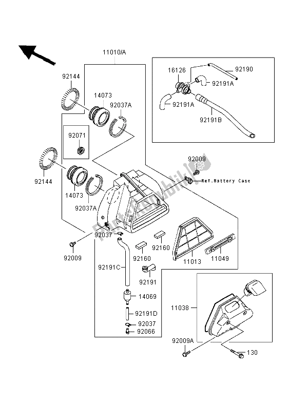 Toutes les pièces pour le Purificateur D'air du Kawasaki EN 500 1998