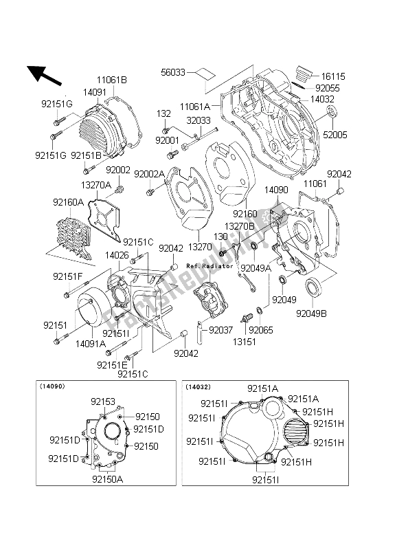 Alle onderdelen voor de Motorkap (pen) van de Kawasaki ZRX 1200 2004