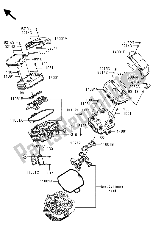 All parts for the Cylinder Head Cover of the Kawasaki VN 1700 Classic ABS 2013