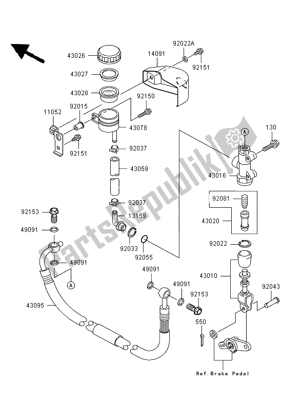 Toutes les pièces pour le Maître-cylindre Arrière du Kawasaki VN 1600 Mean Streak 2006