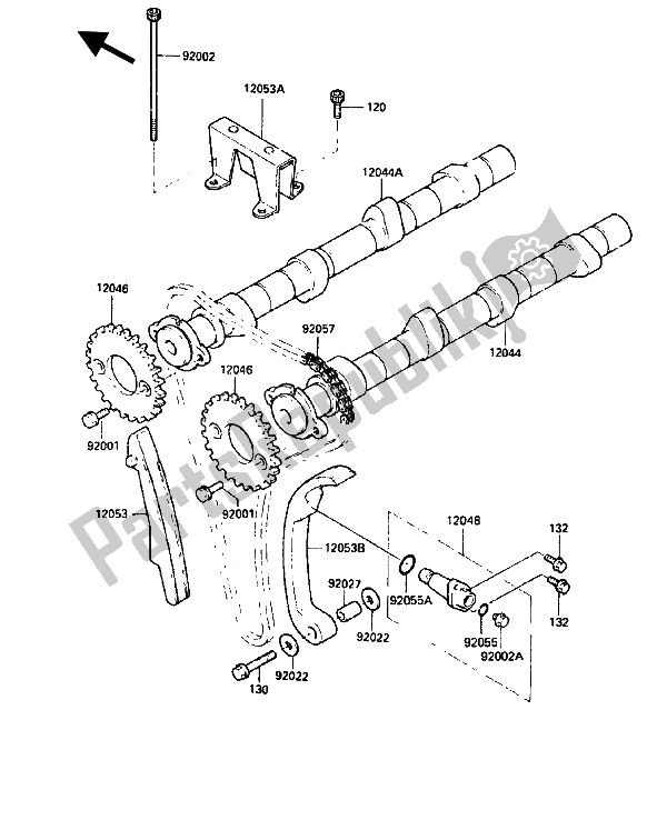 Todas las partes para árbol De Levas Y Tensor de Kawasaki GPZ 750R 1986