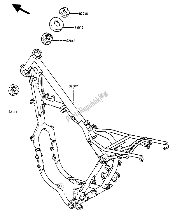 Todas las partes para Marco de Kawasaki KX 500 1986