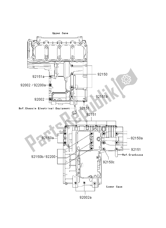 All parts for the Crankcase Bolt Pattern of the Kawasaki ZRX 1200R 2003