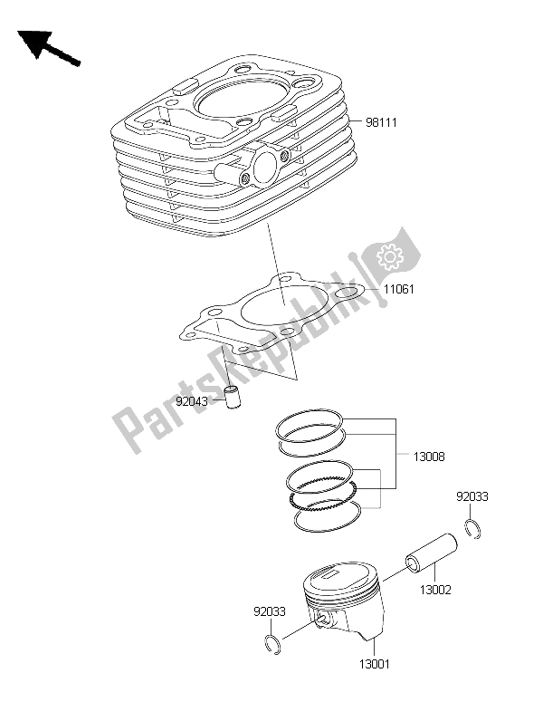 Tutte le parti per il Cilindro E Pistone del Kawasaki KLX 125 2015