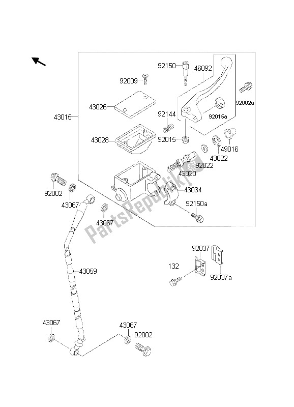 All parts for the Front Master Cylinder of the Kawasaki KDX 200 2002