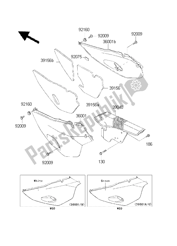 Tutte le parti per il Coperture Laterali E Copertura A Catena del Kawasaki KLR 650 2001