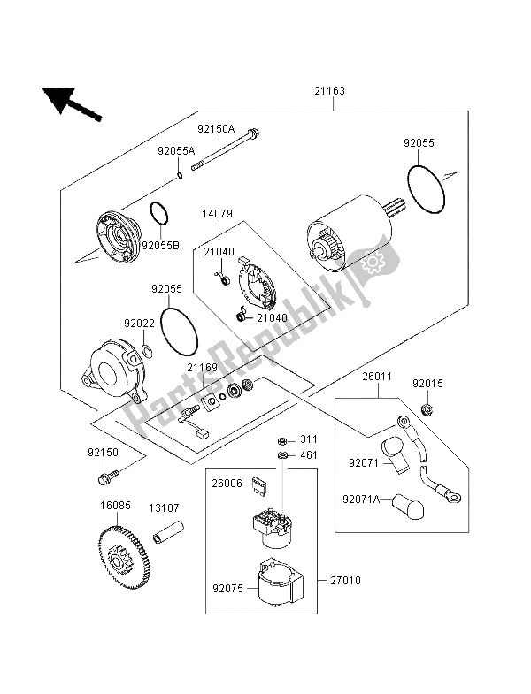 All parts for the Starter Motor of the Kawasaki ZXR 750 1995