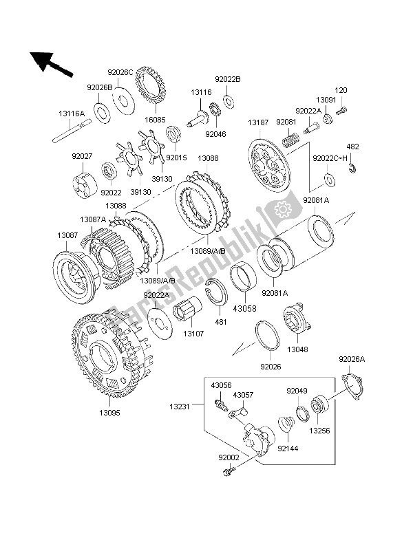 All parts for the Clutch of the Kawasaki 1000 GTR 1997