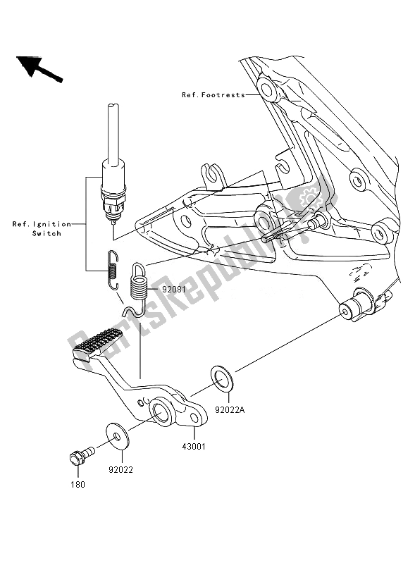 All parts for the Brake Pedal of the Kawasaki ER 6N ABS 650 2007