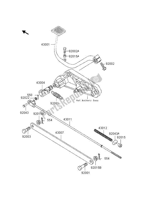 All parts for the Brake Pedal of the Kawasaki Eliminator 600 1995