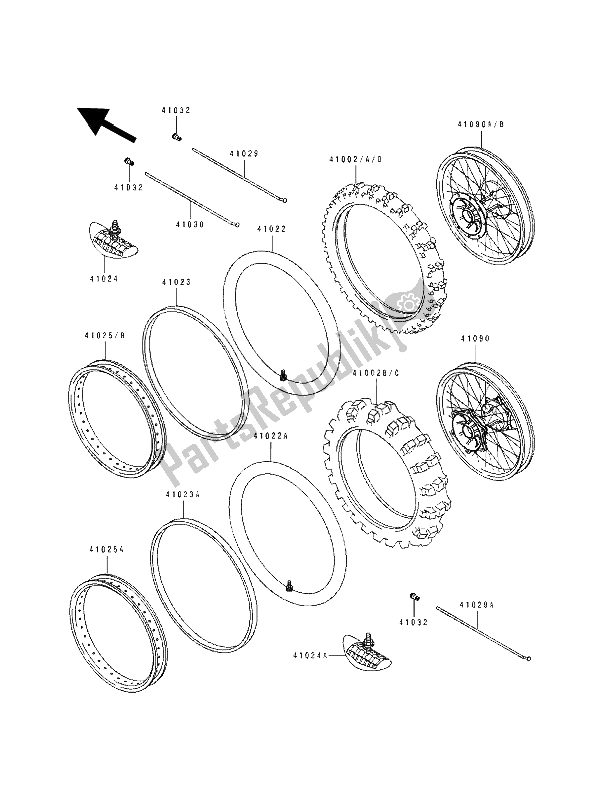 Toutes les pièces pour le Pneu du Kawasaki KDX 200 1990