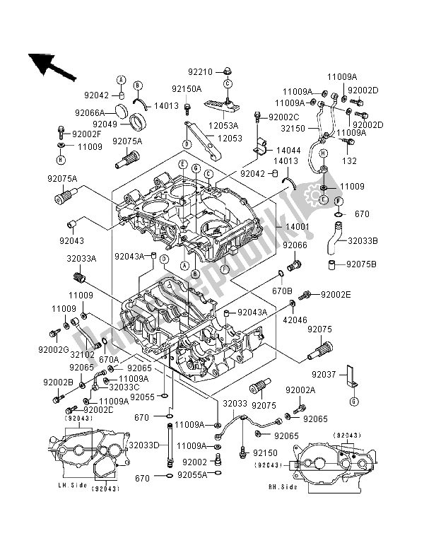 All parts for the Crankcase of the Kawasaki ER 5 500 1997