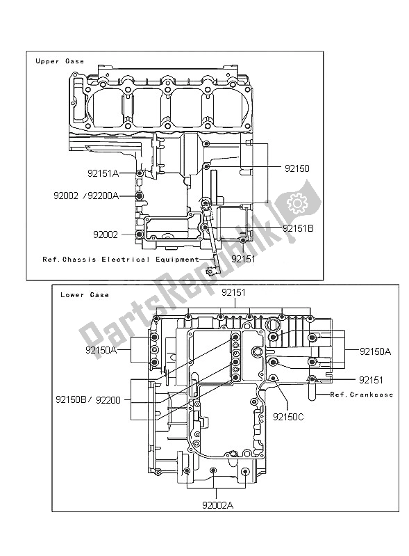 Wszystkie części do Wzór ? Rub Skrzyni Korbowej Kawasaki ZRX 1200R 2005