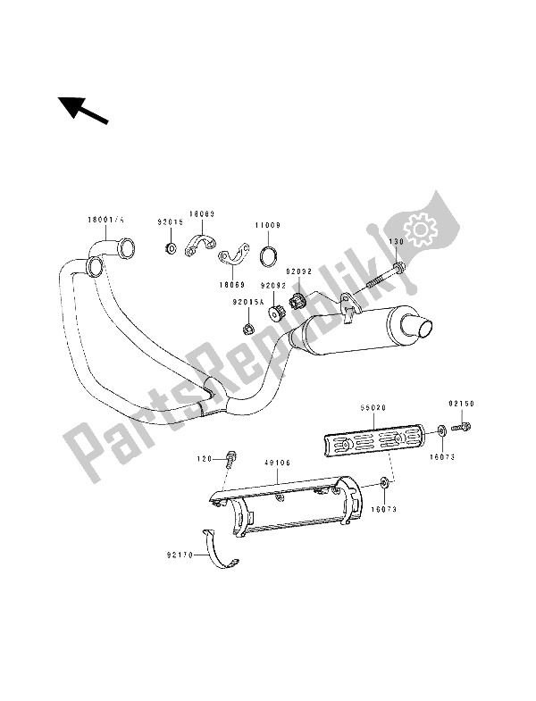 All parts for the Muffler(s) of the Kawasaki KLE 500 1992