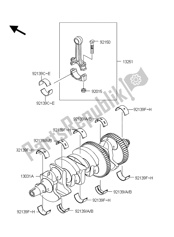 All parts for the Crankshaft of the Kawasaki Z 1000 ABS 2012