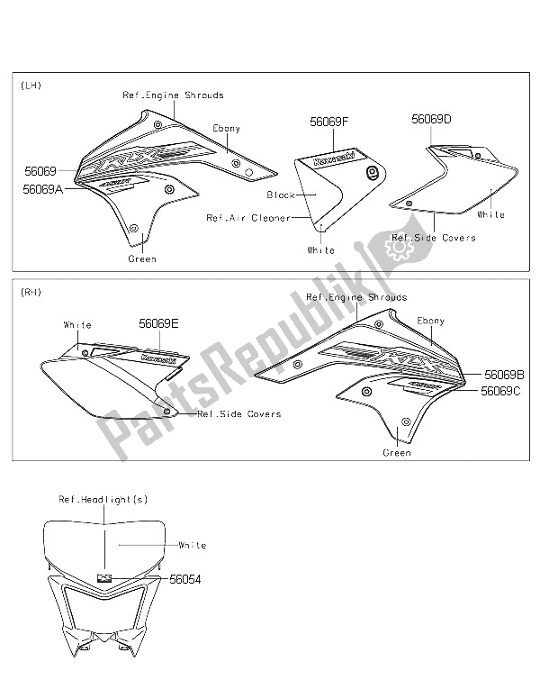 All parts for the Decals of the Kawasaki KLX 450R 2016