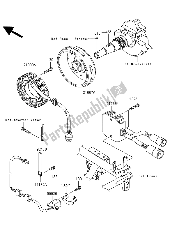 Todas as partes de Gerador do Kawasaki KVF 650 4X4 2006