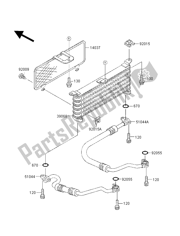 Tutte le parti per il Radiatore Dell'olio del Kawasaki ZXR 400 1998