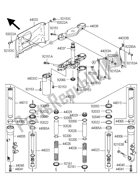 All parts for the Front Fork of the Kawasaki VN 1600 Classic 2003