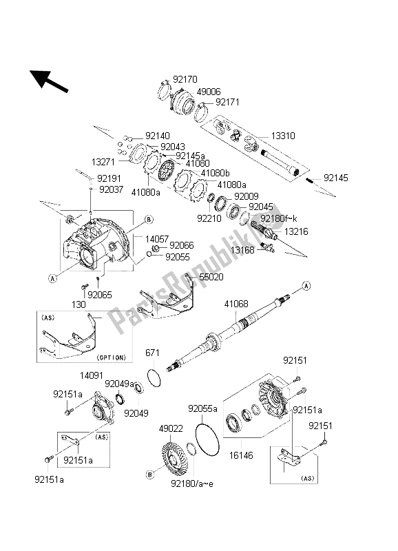 Toutes les pièces pour le Arbre D'entraînement - Arrière du Kawasaki KVF 650 2002