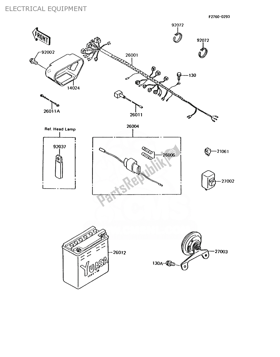 Alle onderdelen voor de Elektrische Apparatuur van de Kawasaki AR 125 1988