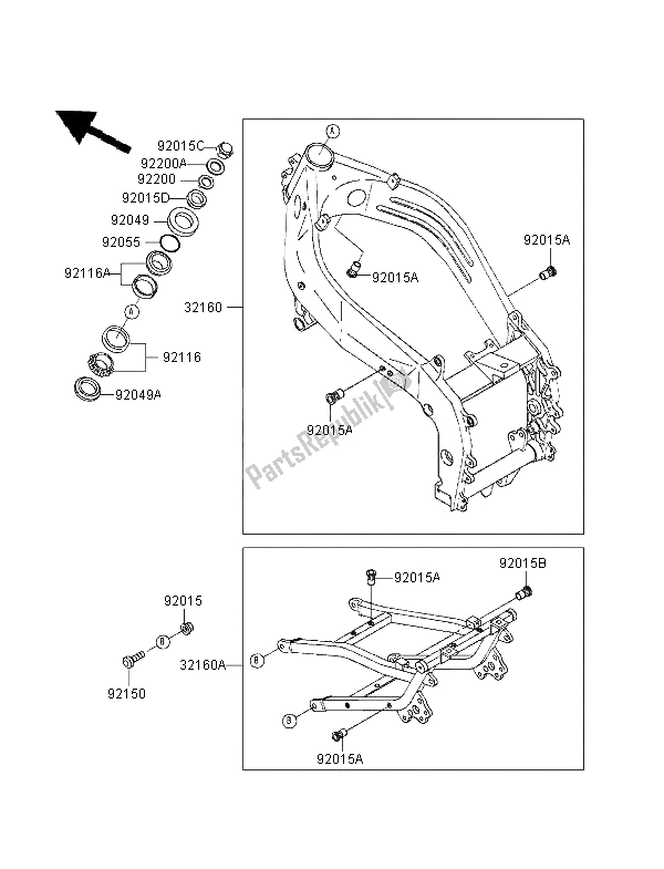 Alle onderdelen voor de Kader van de Kawasaki ZXR 400 1995