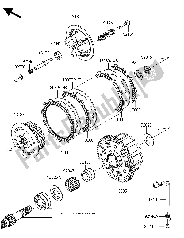 All parts for the Clutch of the Kawasaki Z 800E Version 2014