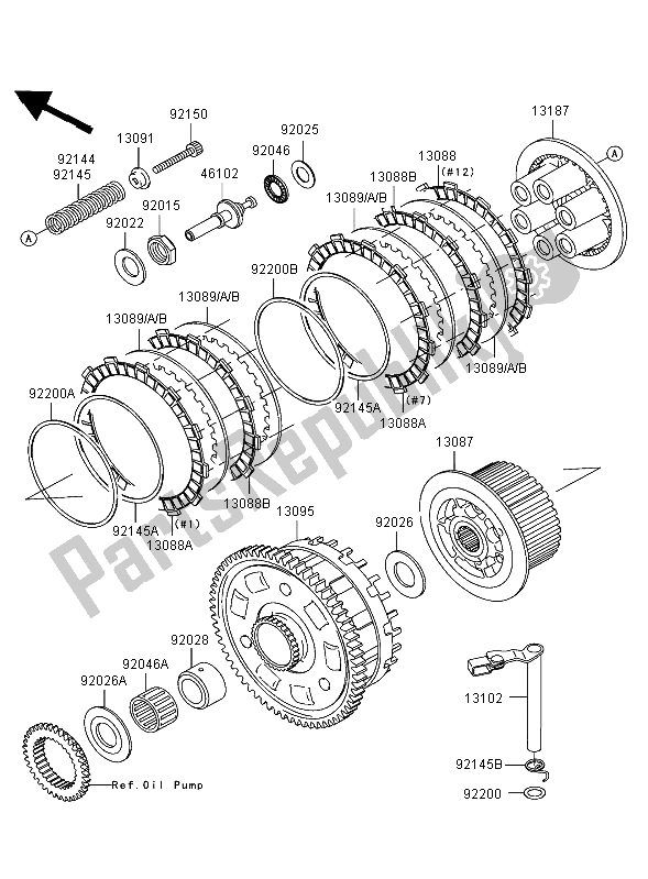 All parts for the Clutch of the Kawasaki Ninja ZX 12R 1200 2004