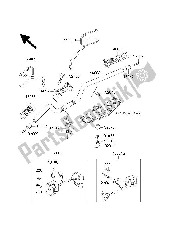 Alle onderdelen voor de Stuur van de Kawasaki ZRX 1100 2000