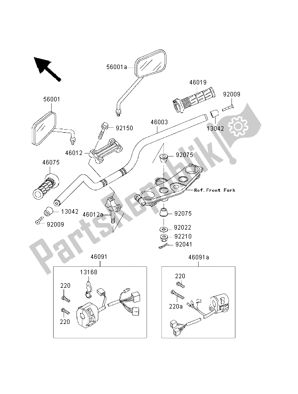 Tutte le parti per il Manubrio del Kawasaki ZRX 1100 2000